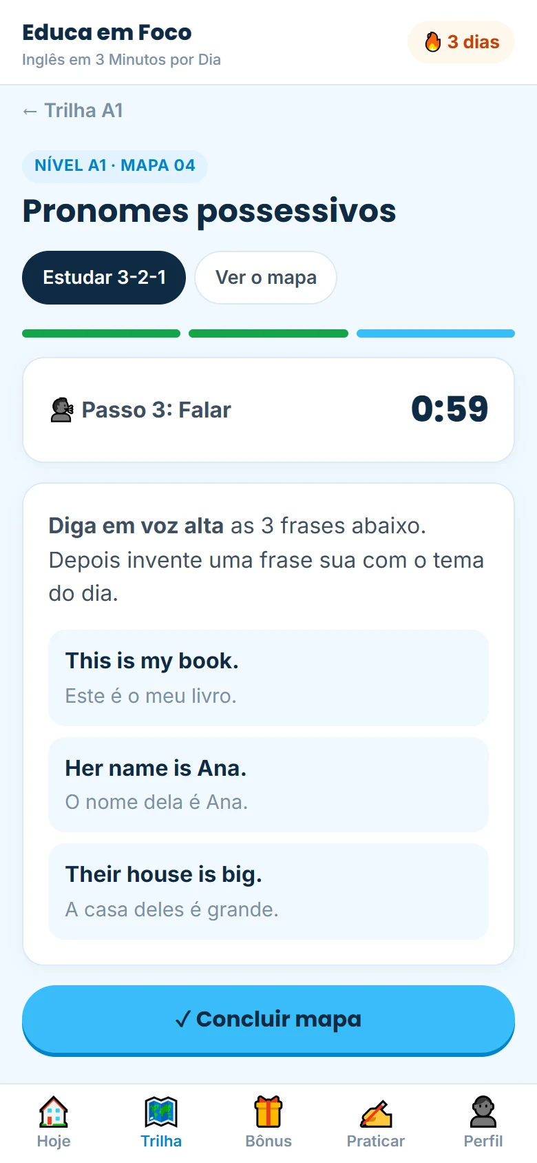 Passo 3 do método: falar as frases do mapa